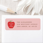 Pink Red Apple Preschool Graduation Address Label ラベル (インサイチュ)