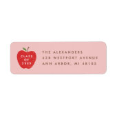Pink Red Apple Preschool Graduation Address Label ラベル (正面)