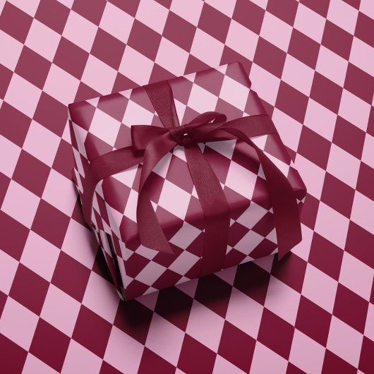 Pink red argyle pattern Christmas Wrapping paper ラッピングペーパー