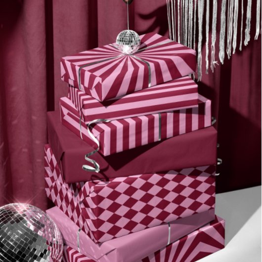 Pink red argyle pattern Wrapping paper ラッピングペーパー