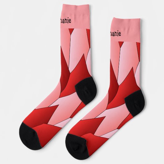 Pink Red Art Deco Design Socks ソックス (左)