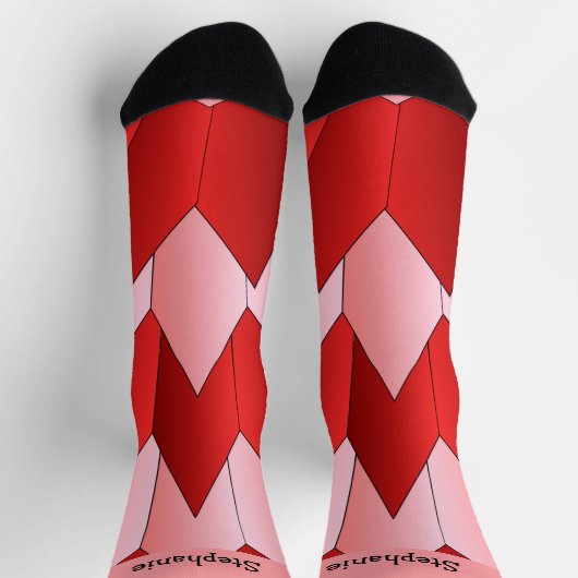Pink Red Art Deco Design Socks ソックス (上部)