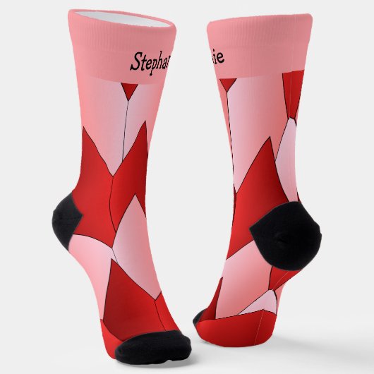 Pink Red Art Deco Design Socks ソックス (傾斜あり)