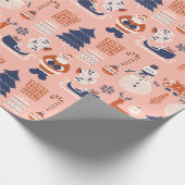 Pink Red Blue Illustrative Modern Christmas  ラッピングペーパー (角)
