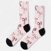 Pink Red Bow Christmas Socks ソックス (左)