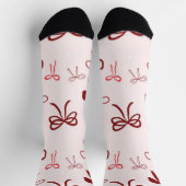 Pink Red Bow Christmas Socks ソックス (上部)