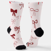 Pink Red Bow Christmas Socks ソックス (傾斜あり)