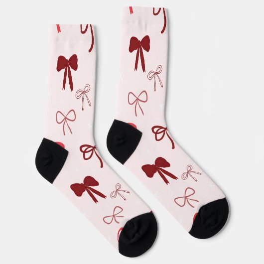 Pink Red Bow Christmas Socks ソックス (右)