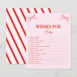 Pink Red Bow Christmas Wishes For Baby Advice Card