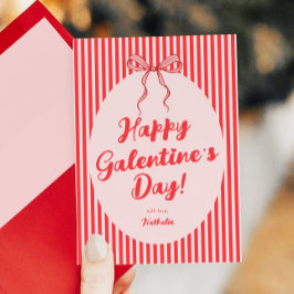 Pink Red Bow Galentine's Valentine's Day Card シーズンカード