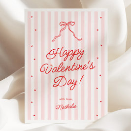 Pink Red Bow Galentine's Valentine's Day Card シーズンカード