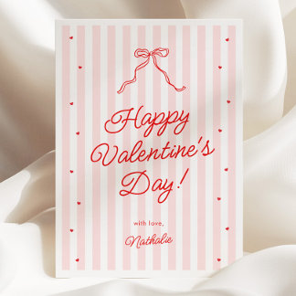 Pink Red Bow Galentine's Valentine's Day Card シーズンカード