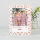 Pink Red Bow Happy Valentine's Day Photo Card シーズンカード (スタンド正面)