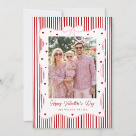Pink Red Bow Love Happy Valentine's Day Photo Card シーズンカード