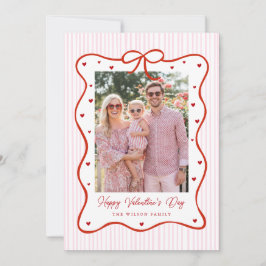 Pink Red Bow Love Happy Valentine's Day Photo Card シーズンカード
