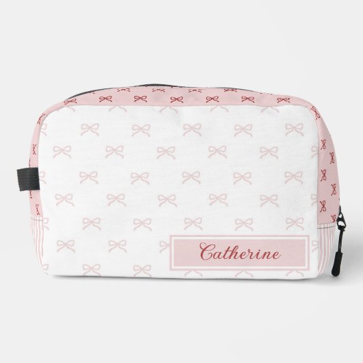Pink & Red Bow Pattern Coquette Cosmetic  ドップキット (正面)