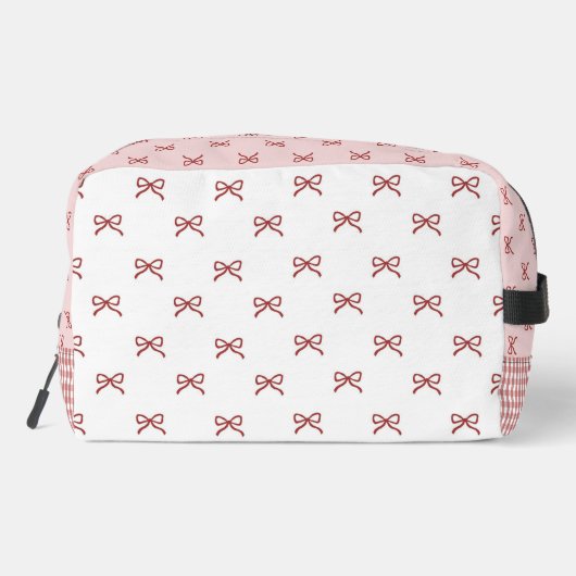 Pink & Red Bow Pattern Gingham Coquette Cosmetic  ドップキット (裏面)