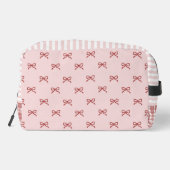 Pink & Red Bow Pattern Gingham Coquette Cosmetic ドップキット (裏面)