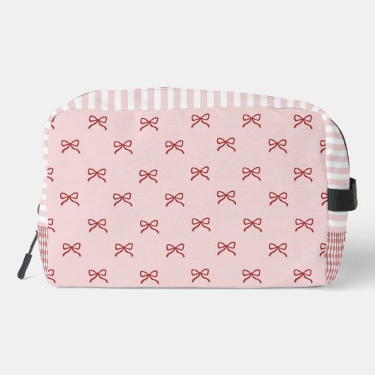 Pink & Red Bow Pattern Gingham Coquette Cosmetic  ドップキット (裏面)