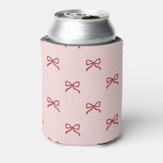 Pink & Red Bow Pattern Pastel Modern Party  缶クーラー (缶裏面)
