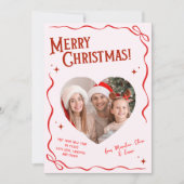 Pink & Red Bow Year in Review Christmas シーズンカード (正面)