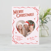 Pink & Red Bow Year in Review Christmas シーズンカード (スタンド正面)