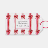 Pink Red Bows Christmas ギフトタグ (正面(横))