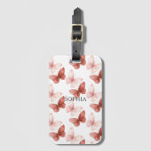 Pink Red Butterflies ラゲッジタグ (正面縦)