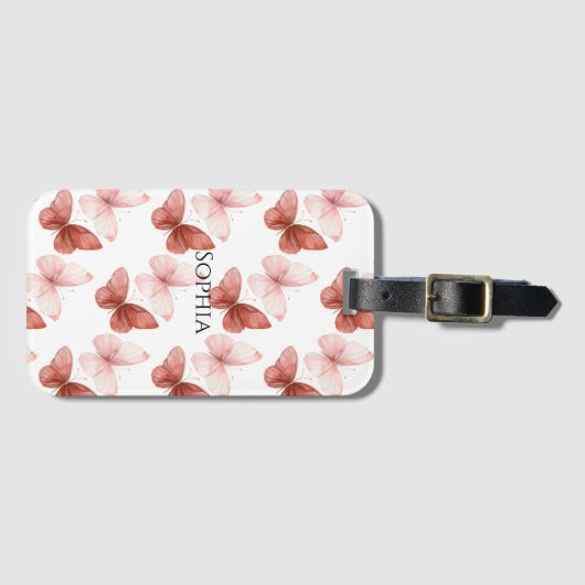 Pink Red Butterflies   ラゲッジタグ (正面横)