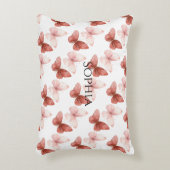 Pink Red Butterflies Glitter アクセントクッション (正面(垂直))