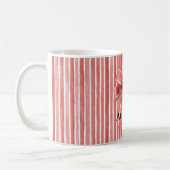 Pink Red Candy Cane Stripes Bow コーヒーマグカップ (左)