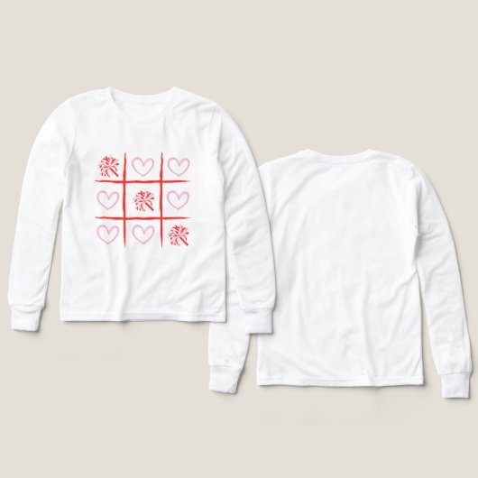 Pink & Red Cheer Tic-Tac-Toe Valentine's Day  (デザイン 正面＆背面)