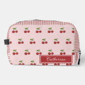 Pink Red Cherry Gingham Pattern Simple Fruit ドップキット (正面)