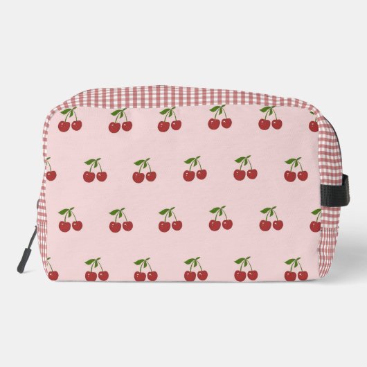 Pink Red Cherry Gingham Pattern Simple Fruit ドップキット (裏面)