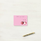 Pink Red Cherry Hearts ポストイット (デスク上)