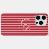 Pink & Red | Chic Stripes Monogram  Case-Mate iPhoneケース (裏面 (横))