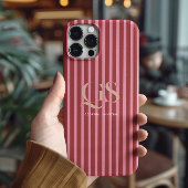 Pink & Red | Chic Stripes Monogram  Case-Mate iPhoneケース