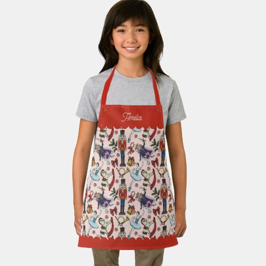 Pink & Red Christmas Nutcracker Ballet Kids エプロン (インサイチュ)