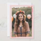 Pink red cute bows ribbons illustrations Sweet 16 招待状 (裏面)