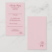 Pink Red Elegant Calligraphy Wedding RSVP Card 名刺 (正面/裏面)