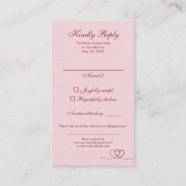 Pink Red Elegant Calligraphy Wedding RSVP Card 名刺