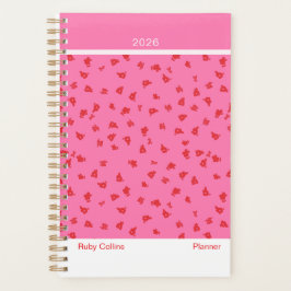 Pink/Red Feminine Minimalist Floral Planner プランナー手帳