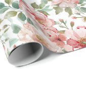 Pink Red Floral Birthday ラッピングペーパー (ロールコーナー)
