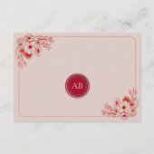 Pink Red Floral Elegant Wedding Details エンクロージャーカード (裏面)