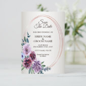 Pink Red Floral Geometric Watercolor Wedding セーブザデート (スタンド正面)