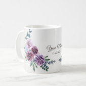 Pink Red Floral Geometric Watercolor Wedding Party コーヒーマグカップ (正面左)