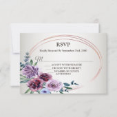 Pink Red Floral Geometric Watercolor Wedding Party 出欠カード (正面)
