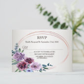 Pink Red Floral Geometric Watercolor Wedding Party 出欠カード (スタンド正面)