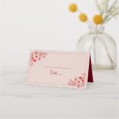 Pink Red Floral Wedding プレイスカード (裏面)