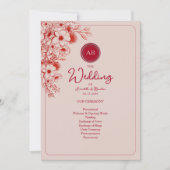 Pink Red Floral Wedding Program (正面)